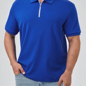 Men Plus Quarter Zip Polo Shirt