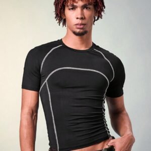 Men's Decorative Line Fitted Short Sleeve T-Shirt