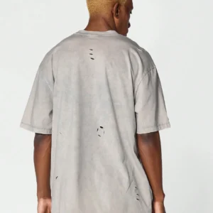 Washed Distressed Tee With Print
