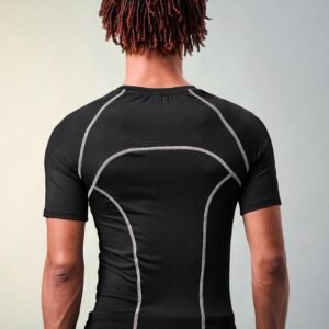 Men's Decorative Line Fitted Short Sleeve T-Shirt