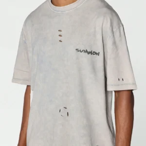 Washed Distressed Tee With Print
