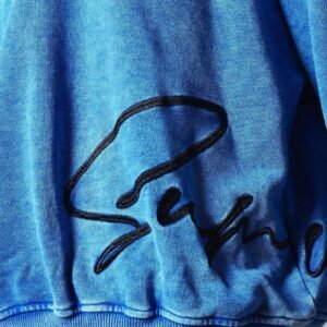 Oversized Fit Washed Sweatshirt With Embroidery - Blue