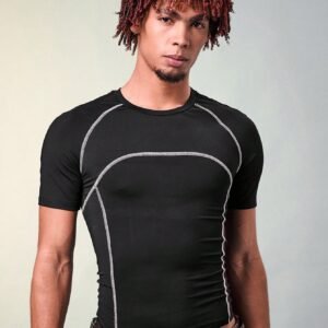 Men's Decorative Line Fitted Short Sleeve T-Shirt