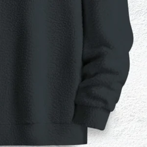 Homme Men Letter Patched Half Zip Oversize Teddy Sweatshirt - Dark Grey