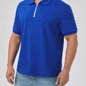 Men Plus Quarter Zip Polo Shirt