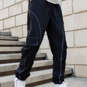 Reflective Letter Patch Baggy Long Slacks