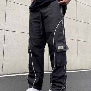 Reflective Letter Patch Baggy Long Slacks