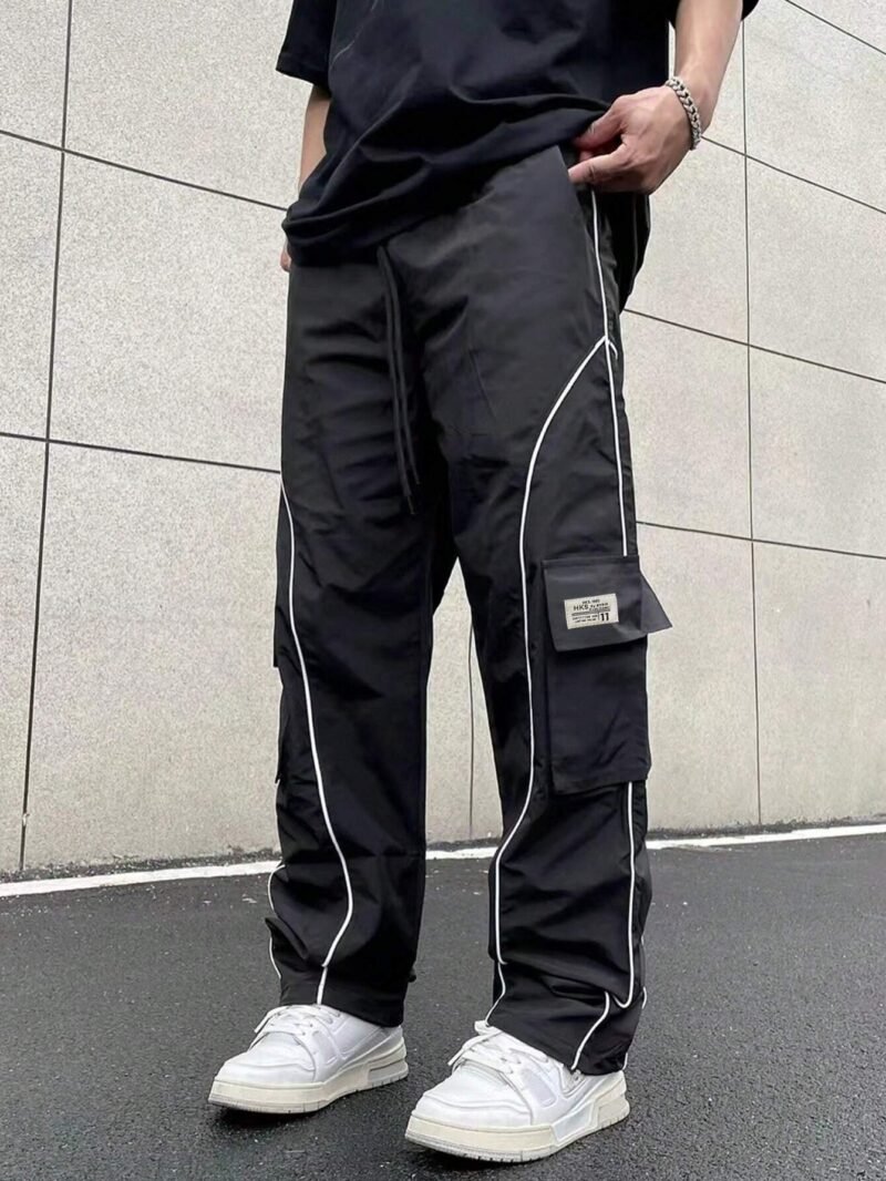 Reflective Letter Patch Baggy Long Slacks
