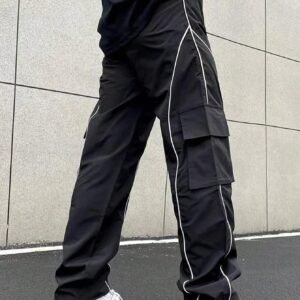 Reflective Letter Patch Baggy Long Slacks