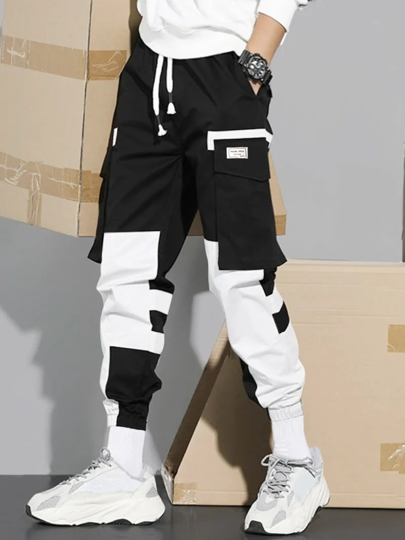 Two Tone Long Drawstring Color Block Pants