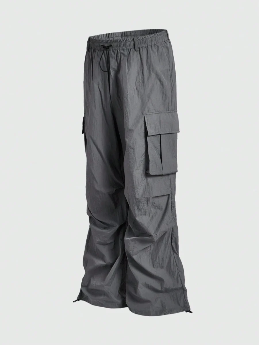Avant Drawstring Waist Pocket Pleated Baggy Pants