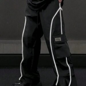 Reflective Letter Patch Baggy Long Slacks