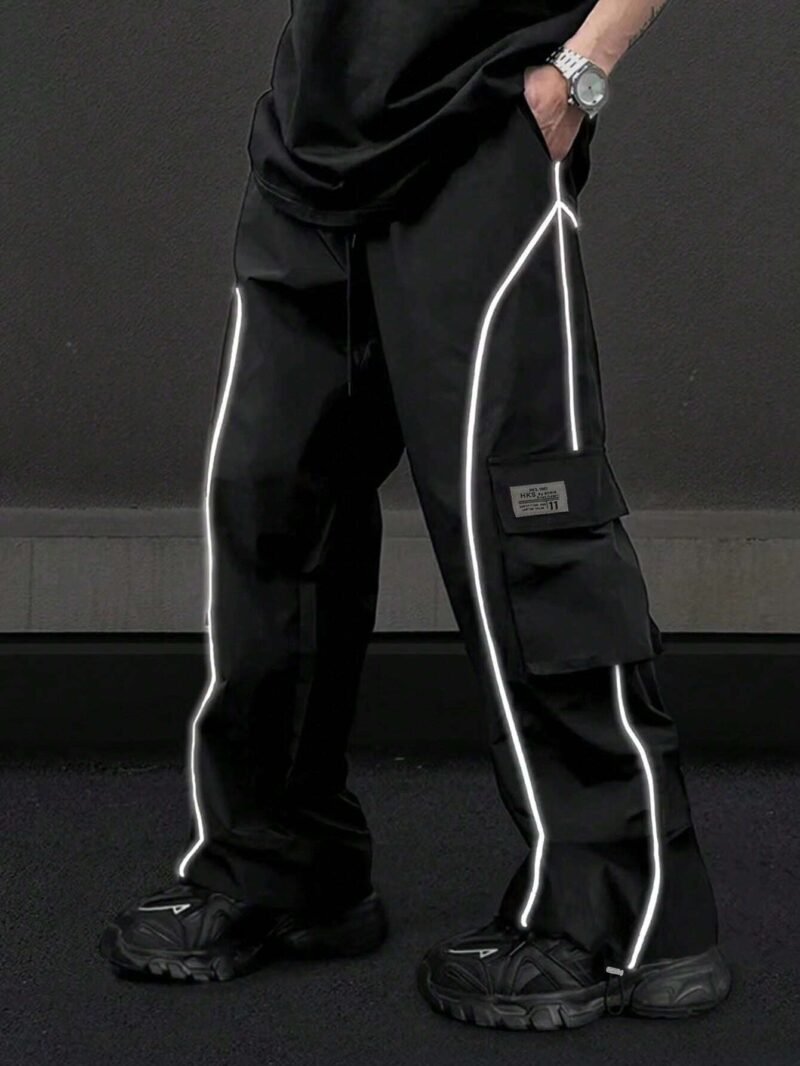 Reflective Letter Patch Baggy Long Slacks