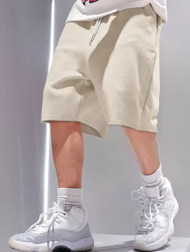 Patched Drawstring Waist Loose Shorts