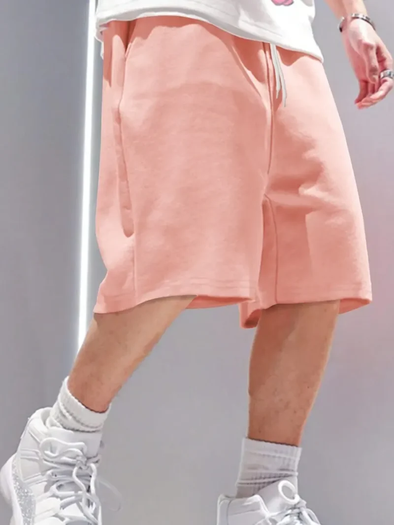 Plus Size Letter Patch Drawstring Waist Shorts