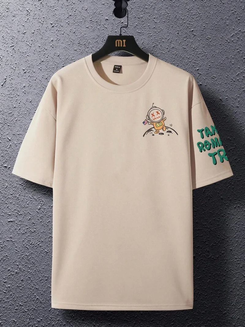 Cartoon Slogan Printed Drop Shoulder