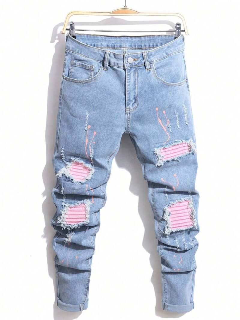 Ripped Pocket Casual Denim Jeans