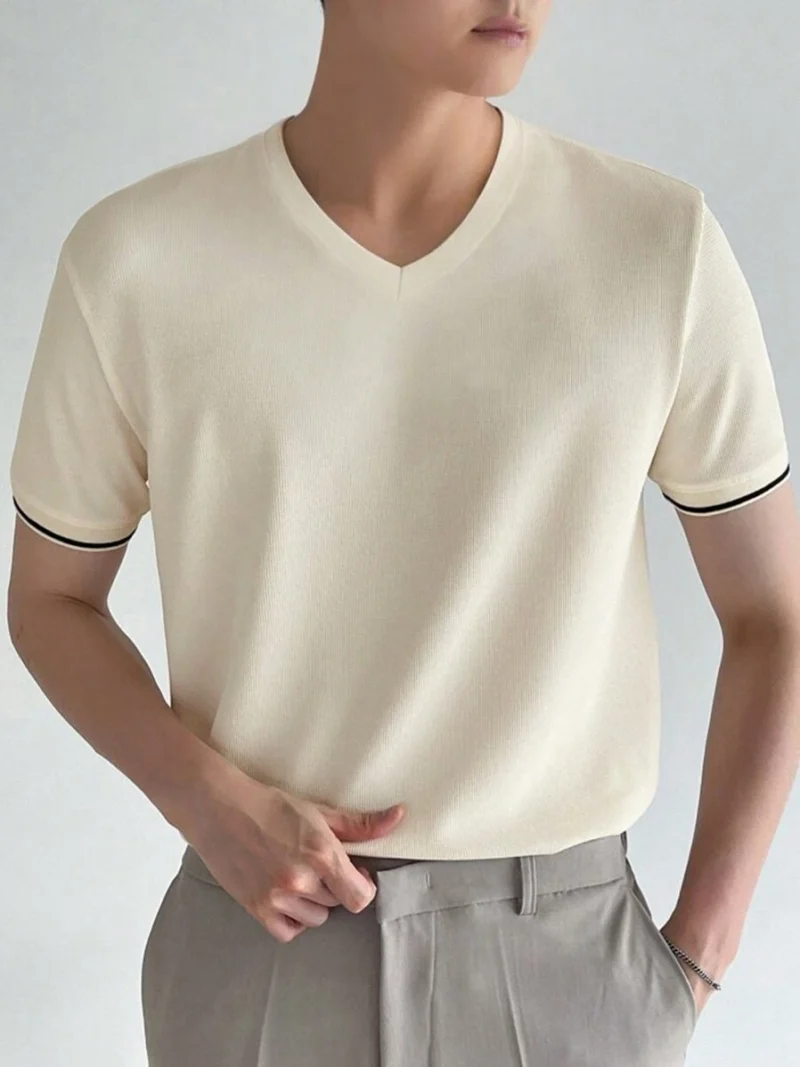 Summer Striped Casual V Neck Short Sleeve