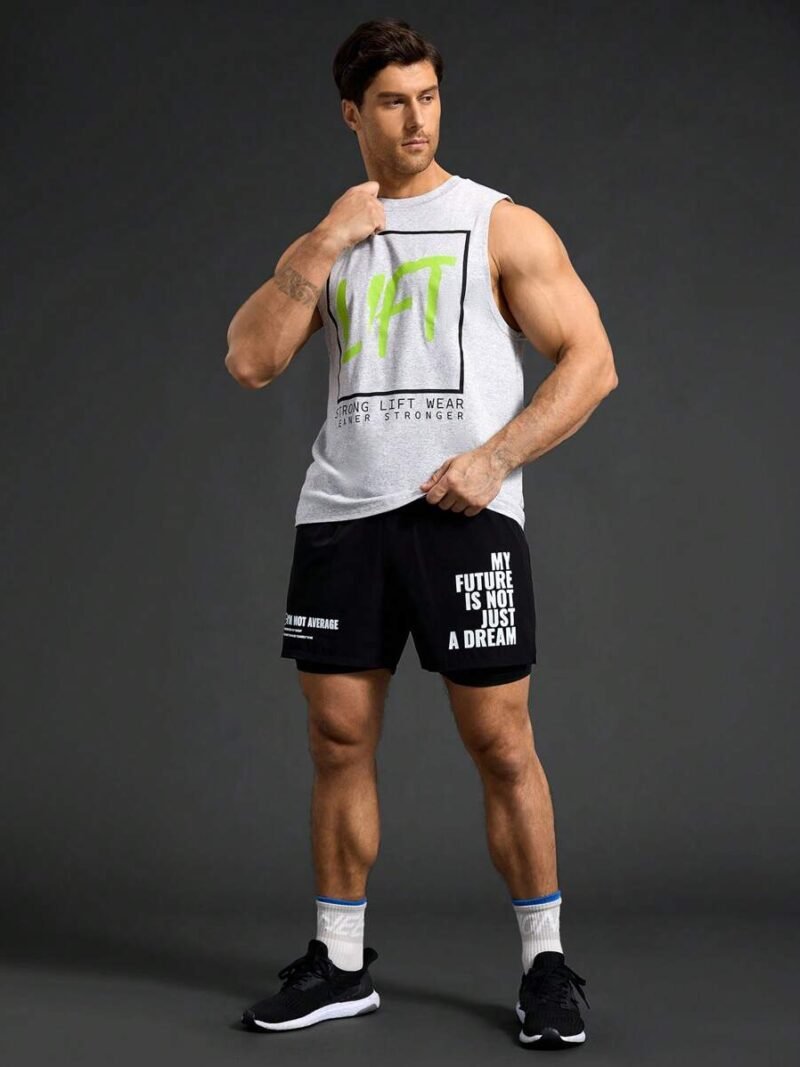 Gray LIFT Graphic Muscle Tank Top  Workout Gym