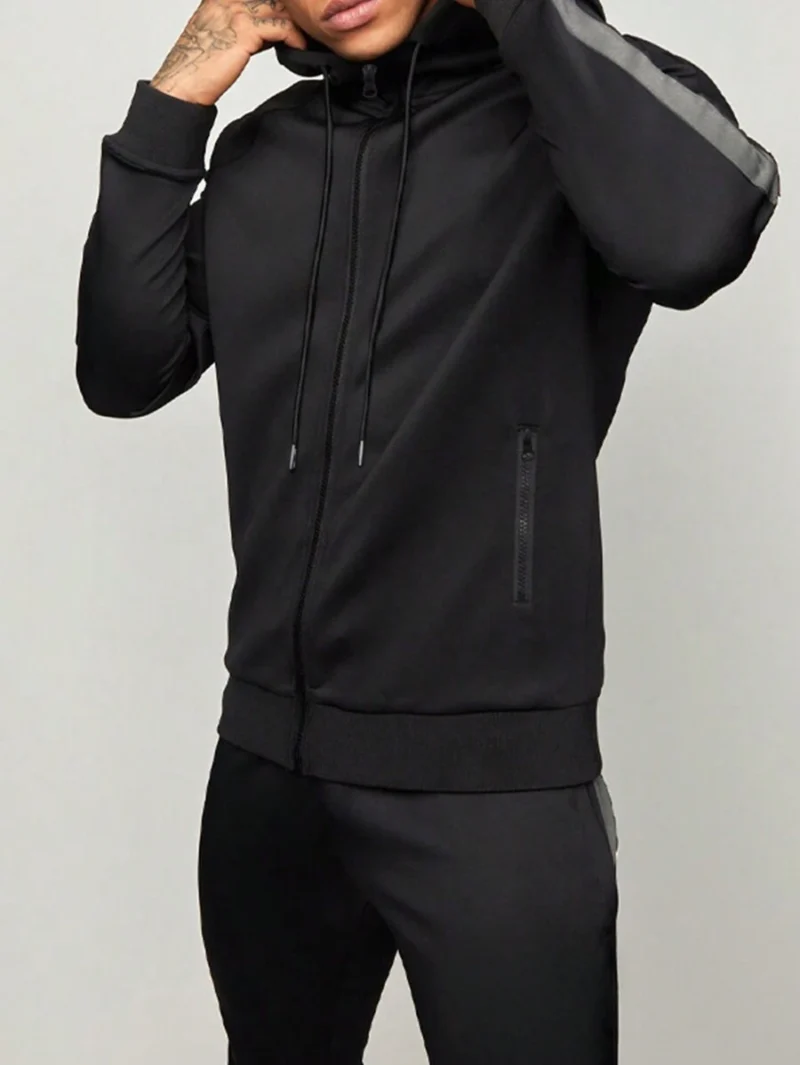 Side Stripe Colorblock Hooded