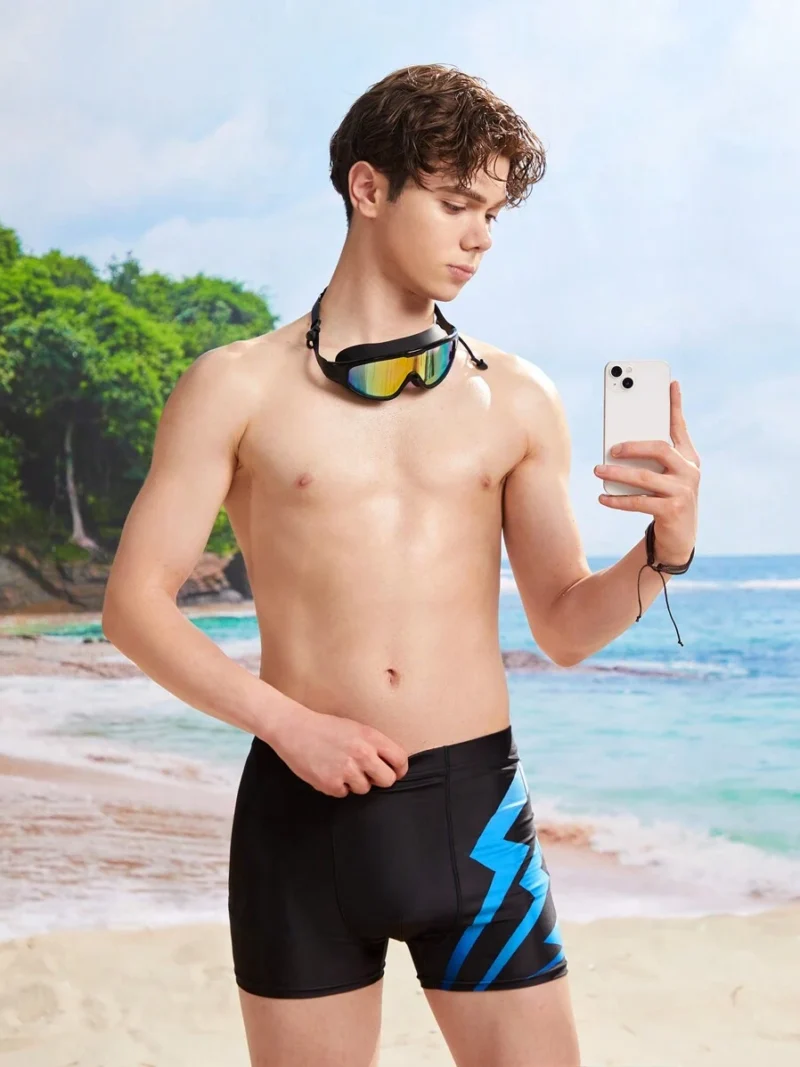 Casual Sports Geometric Gradient Print Swimwear Swim Trunks