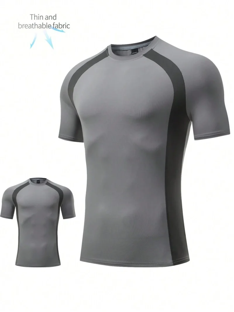 Block Round Neck Short Sleeve Sports