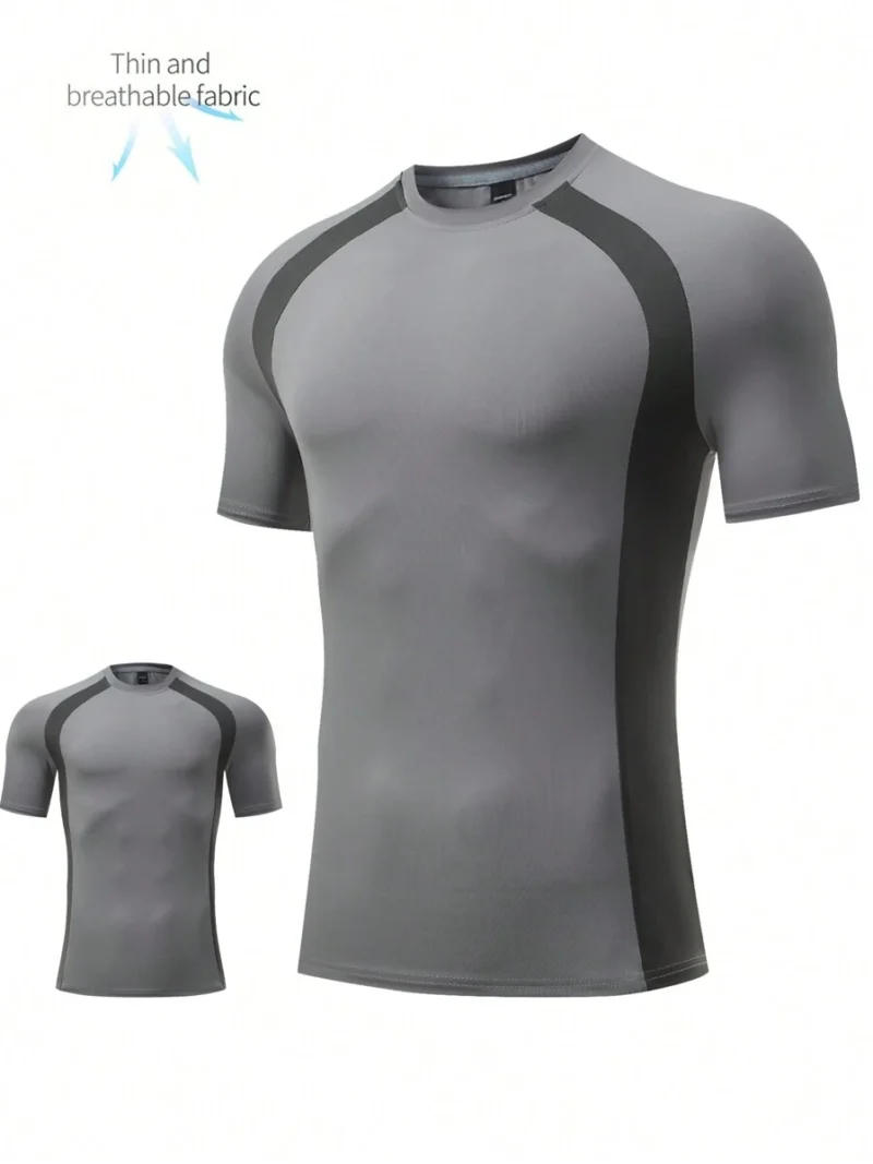 Block Round Neck Short Sleeve Sports