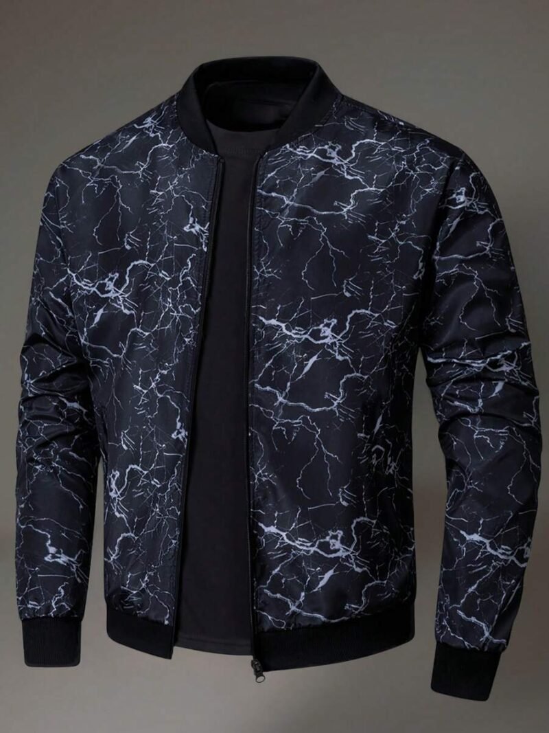 Fashion Zip Front Lightning Print Jacket
