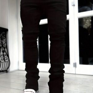 Slim Fit Wide Leg Flare Letter Print Jeans
