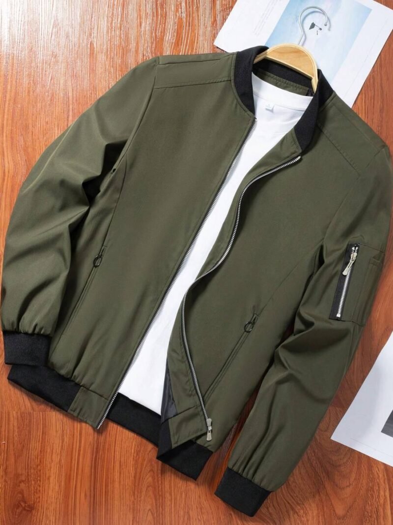 Long Sleeve Zip Up Casual Baseball Jacket