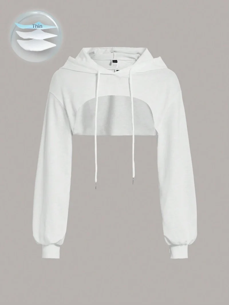 Drawstring Hooded Crop Sweatshirt