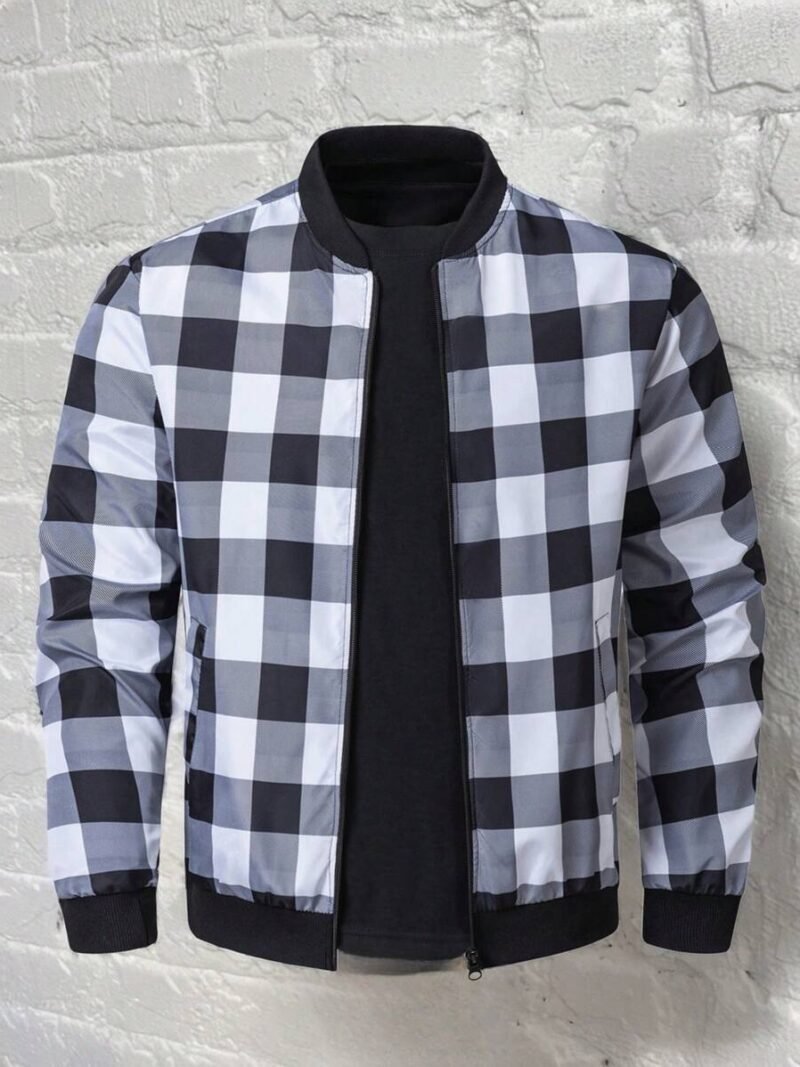Plaid Print Fashion Jacket Long Sleeve Going Out