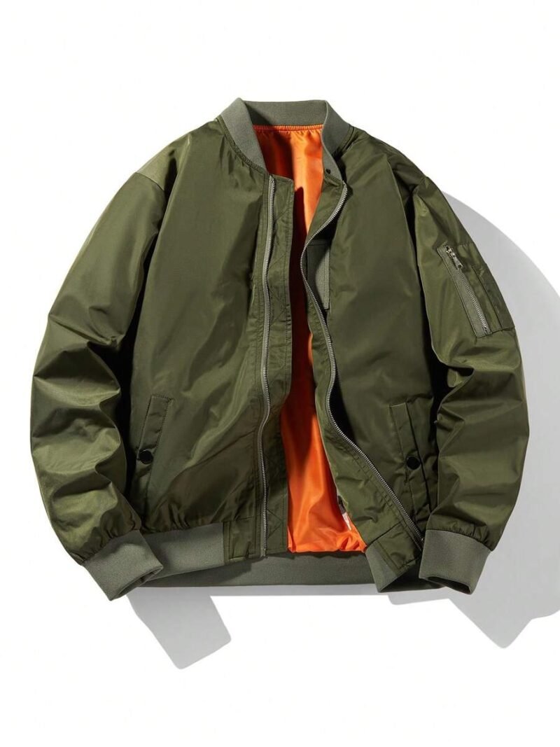 Plain Baseball Collar Casual Retro Jacket