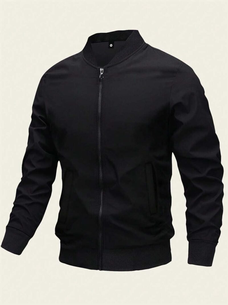 Solid Zip Up Bomber Jacket