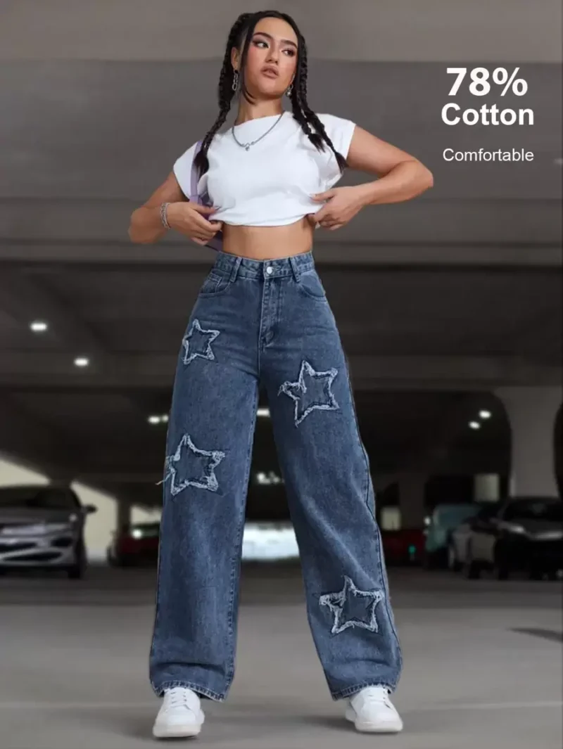 Casual Star Embroidered Denim Jeans