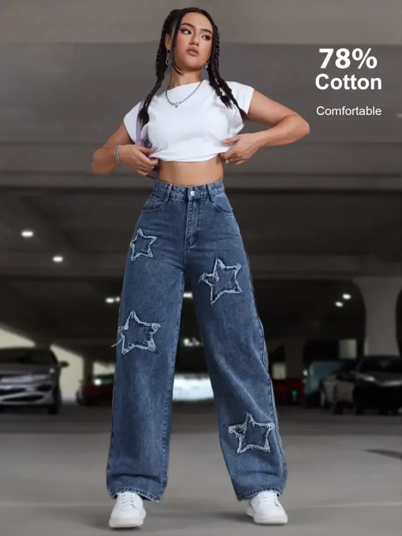 Casual Star Embroidered Denim Jeans