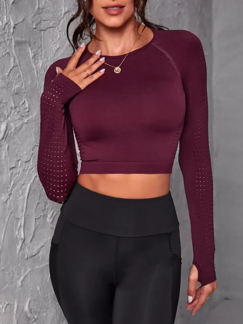 Seamless Raglan Sleeve Sports Long Sleeve Tee