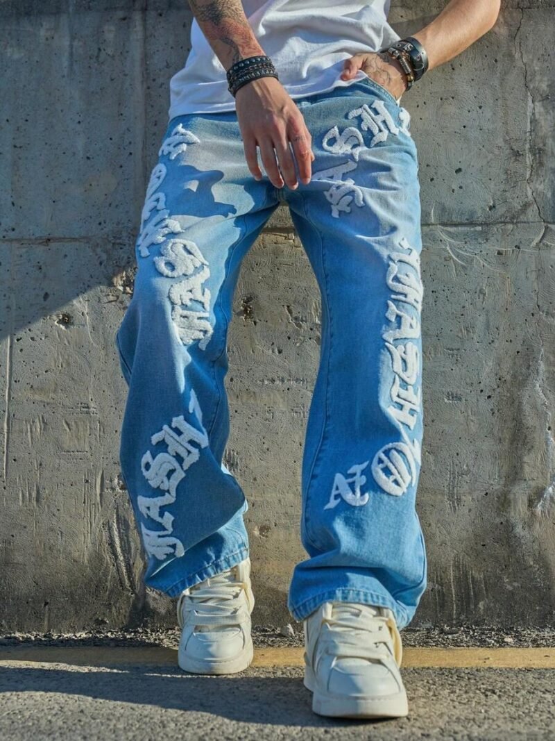 Straight Jeans With Letter Print Design