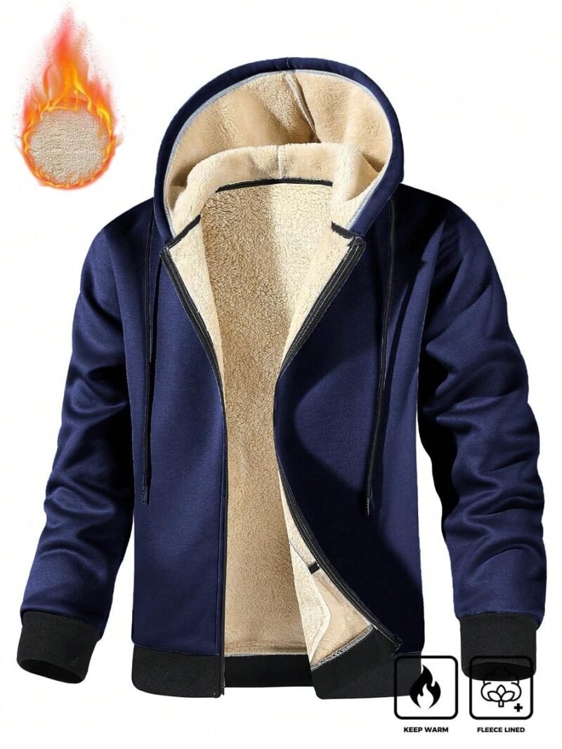Fleece Hooded Zip Up Long Sleeve  Jackets