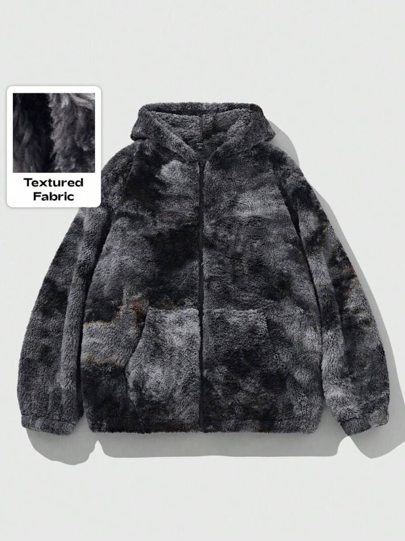 Loose Fit Tie Dye Fleece Hoodie Jacket