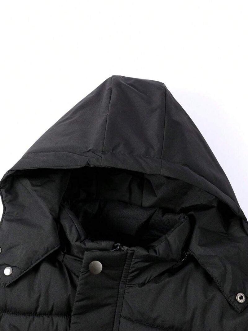 Plain Color Hooded Pocket Jacket