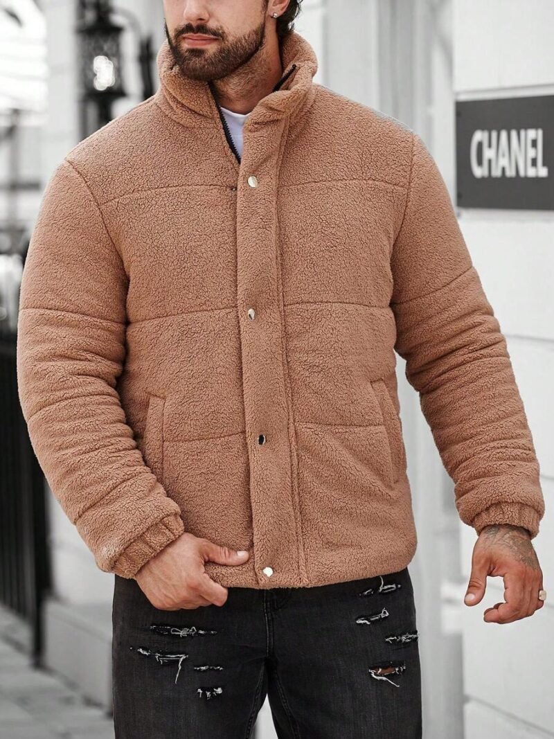 Snap Button Front Teddy Bear Padded Coat