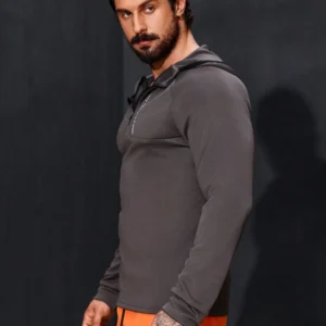 Half Zip Hooded Jacket With Letter Print