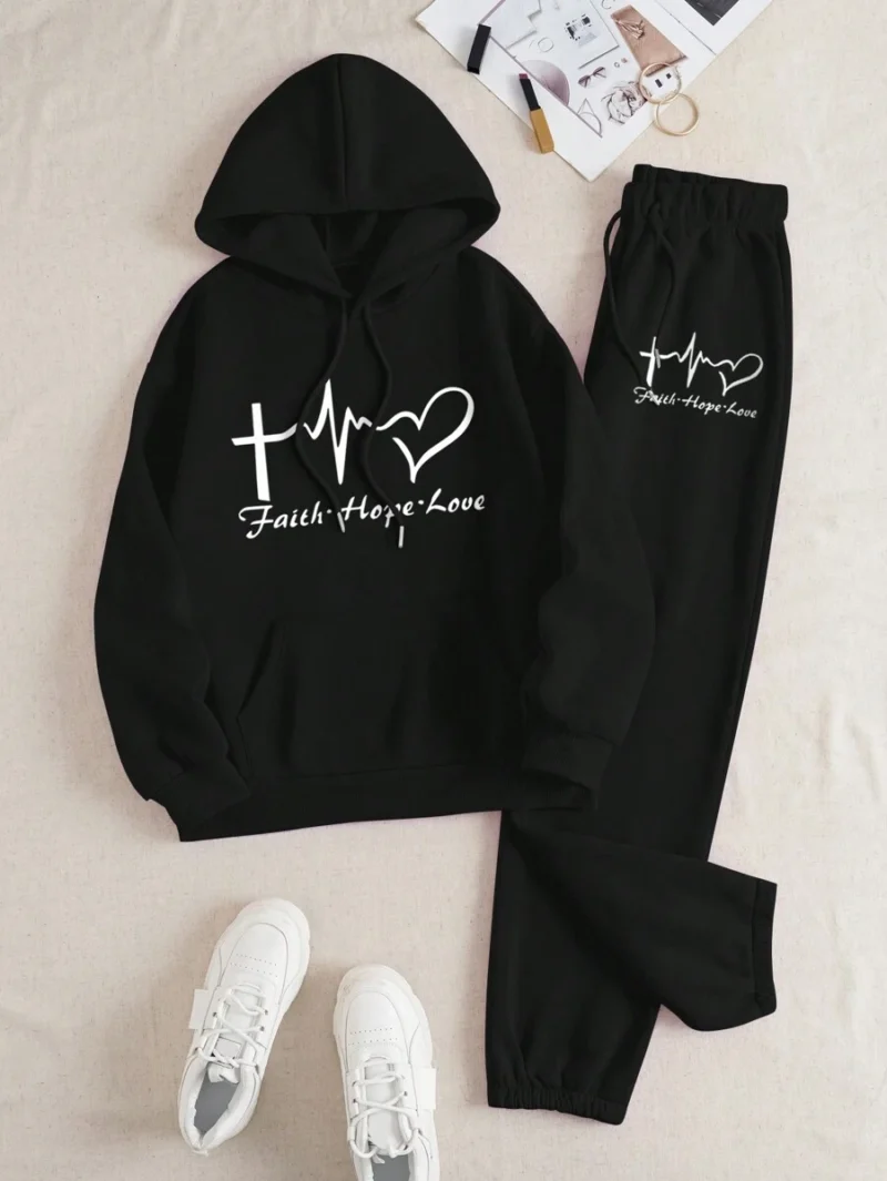 Slogan Graphic Kangaroo Pocket Drawstring