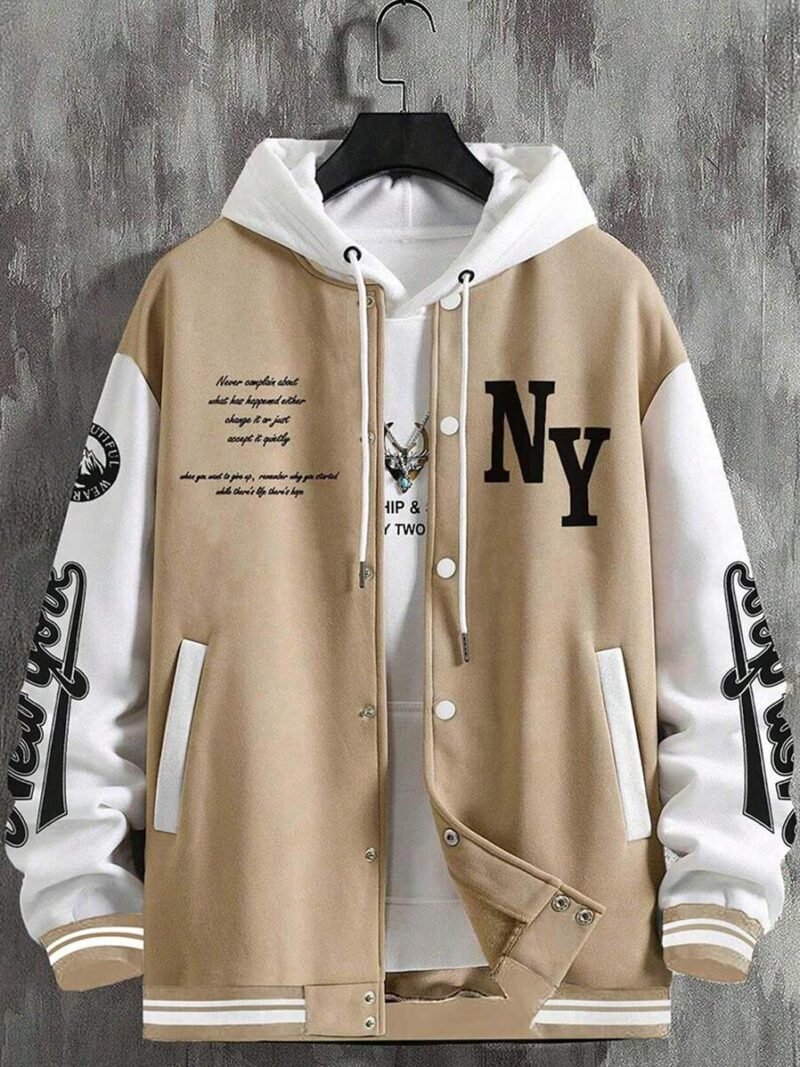 Letter Printed Athletic Jacket