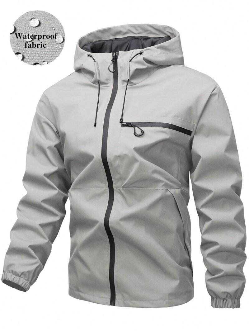 Hooded Drawstring Soft Shell Windbreaker Jacket