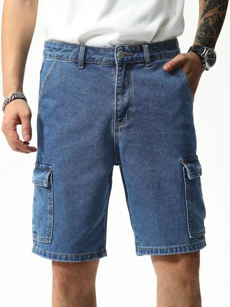 Baggy Cargo Plain Navy Blue Vacation Basic Rapper