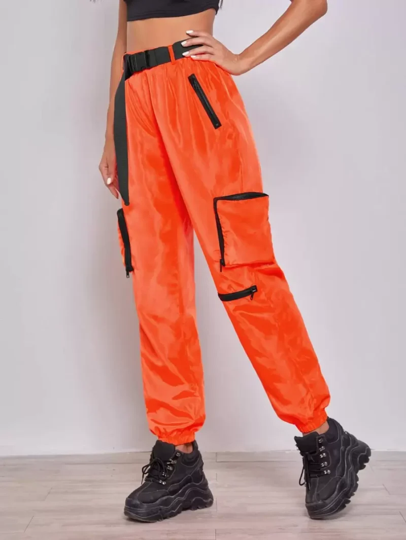 Patch Pocket Push Buckle Belted Wind Joggers