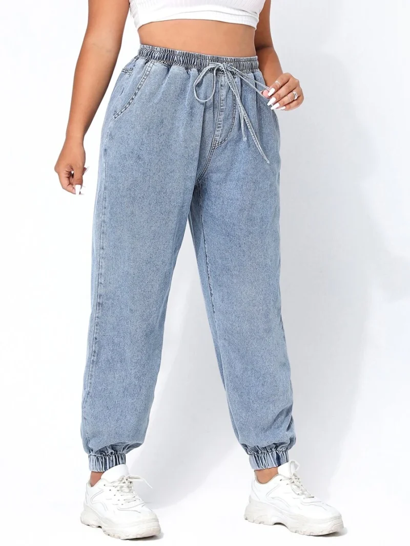 Plus Drawstring Waist Jogger Jeans