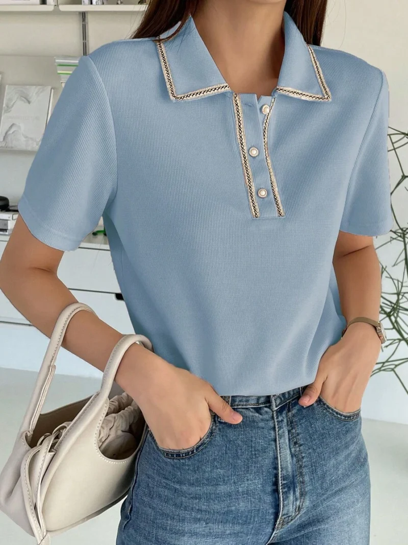 Contrast Trim Polo Neck Tee